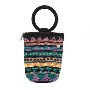 THE SAK Ayla Hand Crocheted Rio Striped Pouch With Top Carry Ring